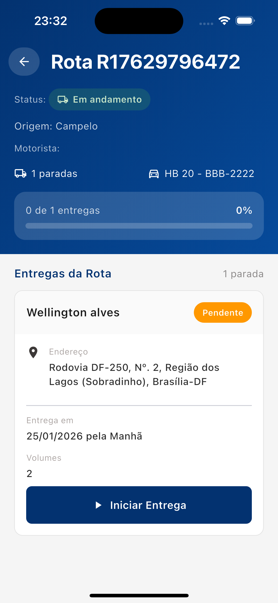 Detalhes da Rota